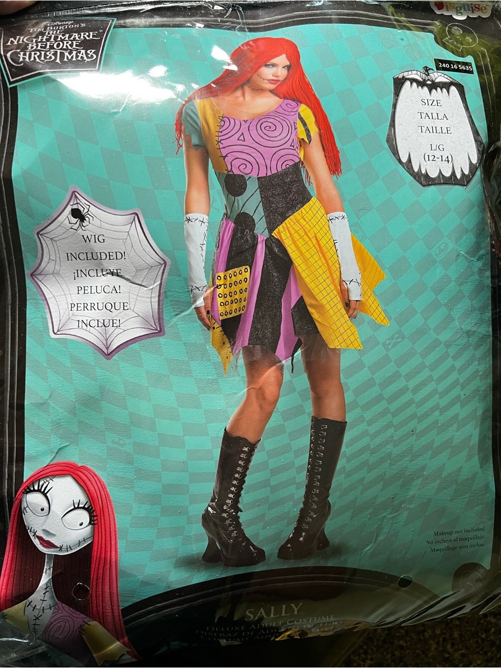 Sally Patchwork Girls' Costume with Red Wig- Nightmare Before Christmas +extra